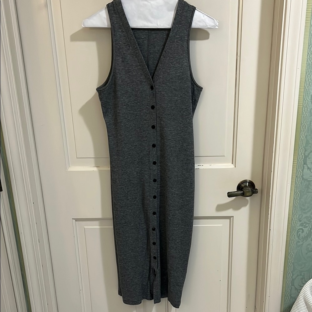 Rag & Bone Gray Sheath Midi Dress V-Neck Sleeveless